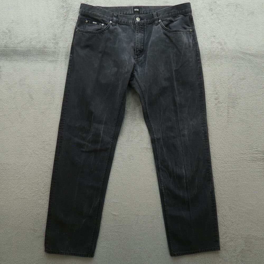 Hugo Boss Jeans Mens Size 38x34 (37x33 Real) Gray Straight Denim Marbling